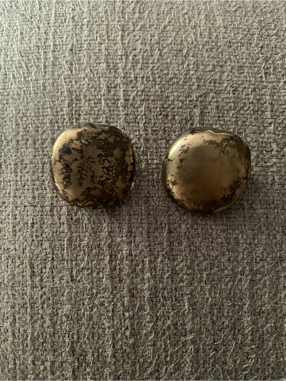 Earrings Round Metallic Gold Toned Patina